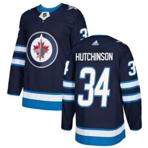 Kinder Winnipeg Jets Eishockey Trikot Michael Hutchinson #34 Authentic Navy Blau Heim